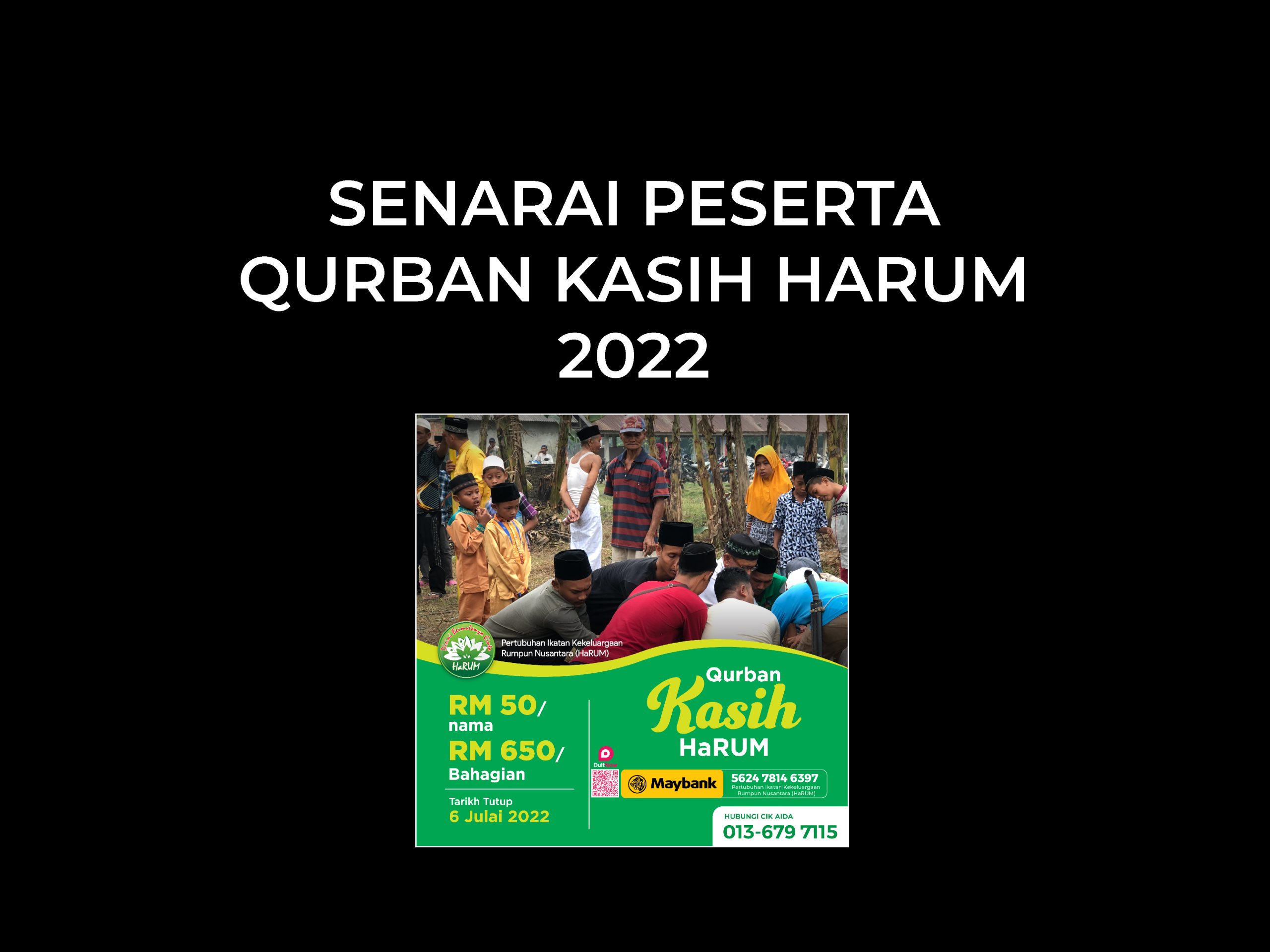 Senarai Peserta Qurban Kasih HaRUM 2022